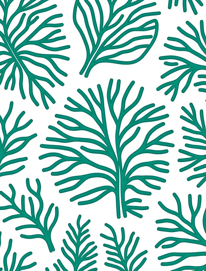 Teal Branch Patterned Abstract Rug