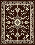 Dark Ochre Floral Scroll Pattern Rug