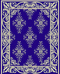 Royal Blue Ivory Floral Medallion Rug