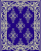 Royal Blue Ivory Floral Medallion Rug