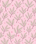 Delicate Pink Floral Leaf Pattern Rug