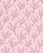 Delicate Pink Floral Leaf Pattern Rug