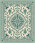 Elegant Teal Floral Medallion Pattern Rug
