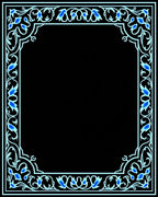 Intricate Floral Border With Blue Accents Rug