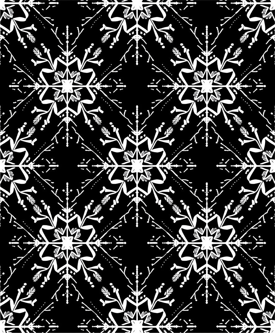 Monochromatic Snowflake Geometric Overlay Rug