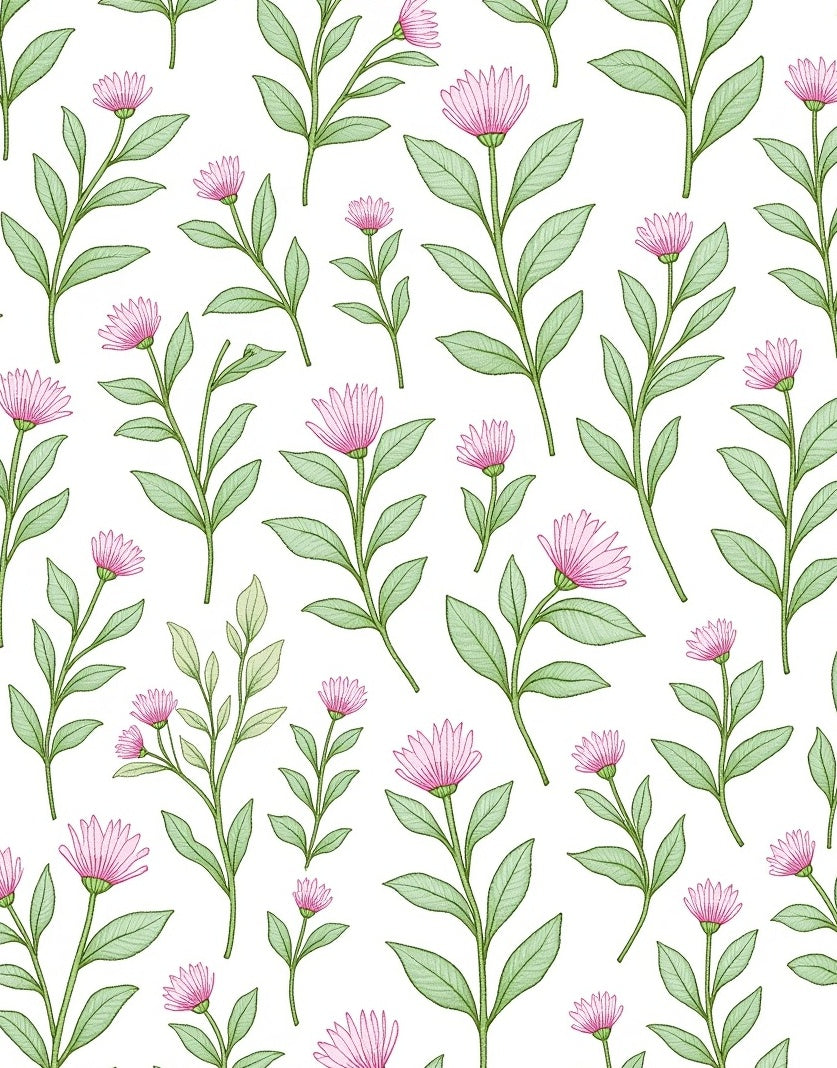 Pink Bloom Botanical Pattern Rug
