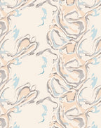 Swirl Abstract Cream Blue Pattern Rug