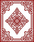 Ornate Red Floral Diamond Pattern Rug