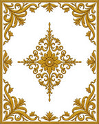 Ornate Gold Floral Scrollwork Rug
