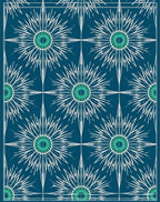 Abstract Starburst Teal White Pattern Rug