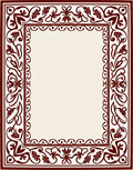 Elegant Cream and Burgundy Floral Border Rug