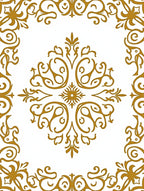 Gold Damask Floral Swirl Scroll Art Rug