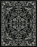 Black White Detailed Floral Pattern Rug