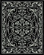 Black White Detailed Floral Pattern Rug