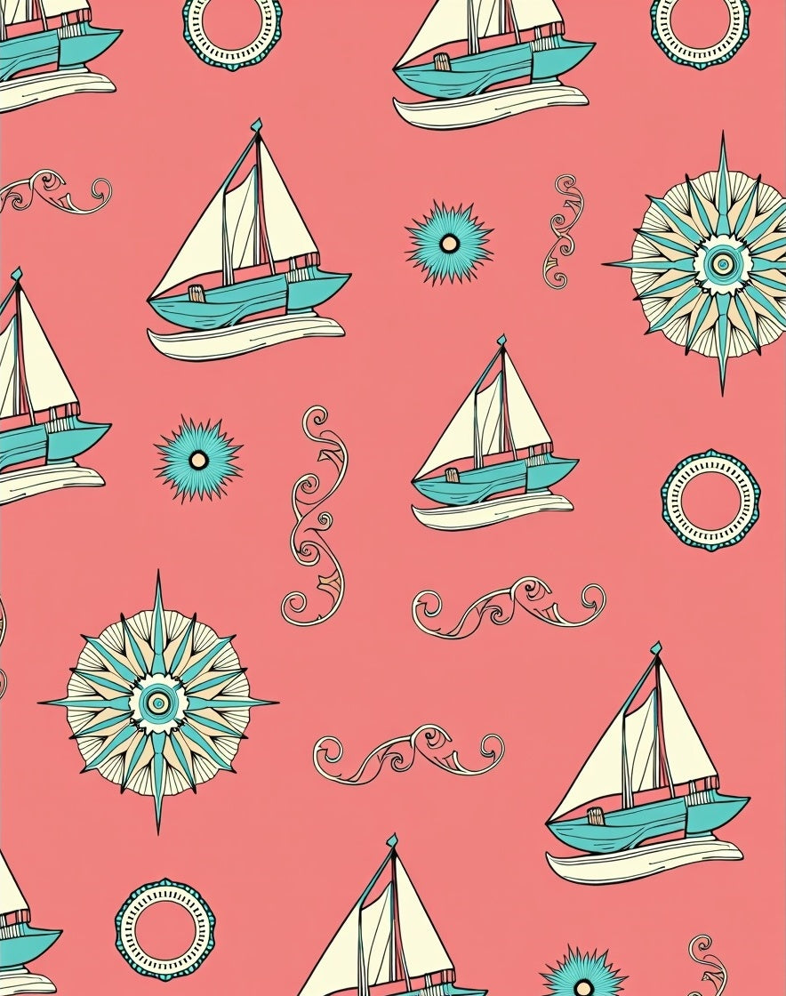 Nautical Sailing Theme Pattern Rug