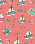 Nautical Sailing Theme Pattern Rug