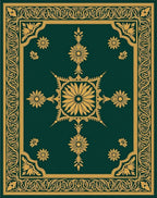 Emerald Floral Motif Intricate Border Rug