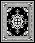 Classic Black White Floral Medallion Rug