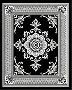 Classic Black White Floral Medallion Rug