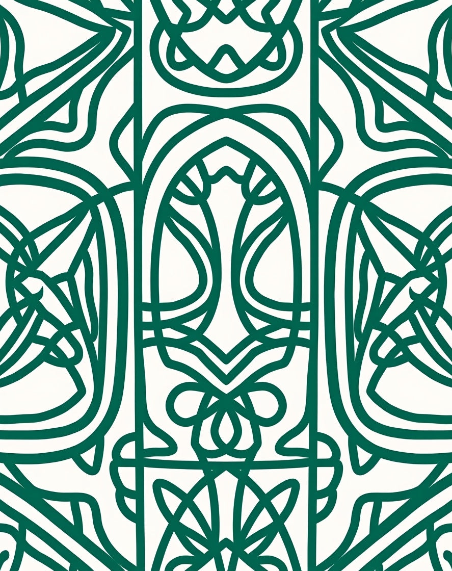 Elegant Intertwined Green Pattern Design Rug