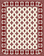 Elaborate Red Cream Lattice Design Rug