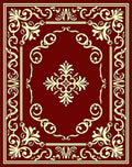 Elegant Burgundy Gold Floral Pattern Rug