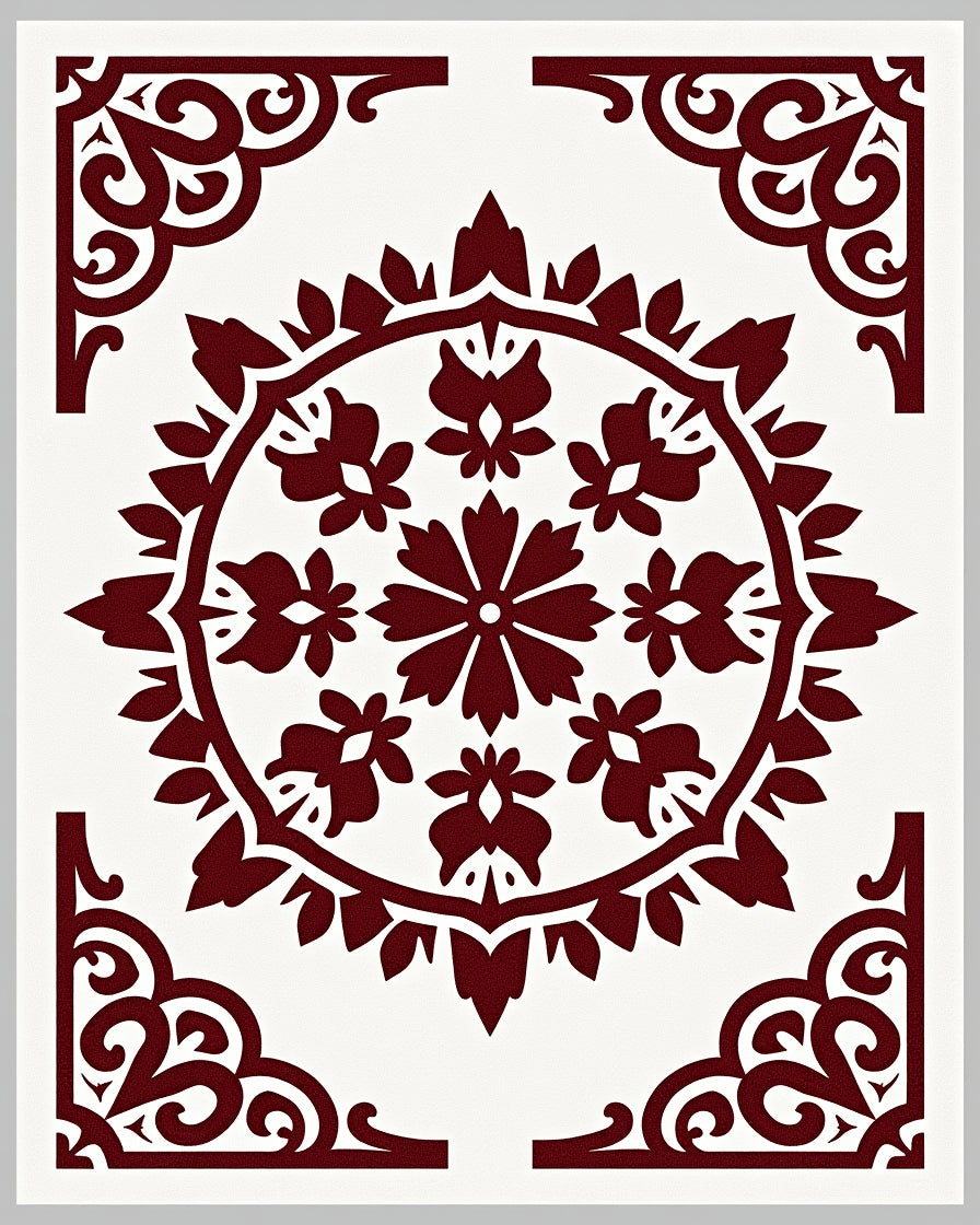 Classic Scroll and Floral Mandala Design Rug
