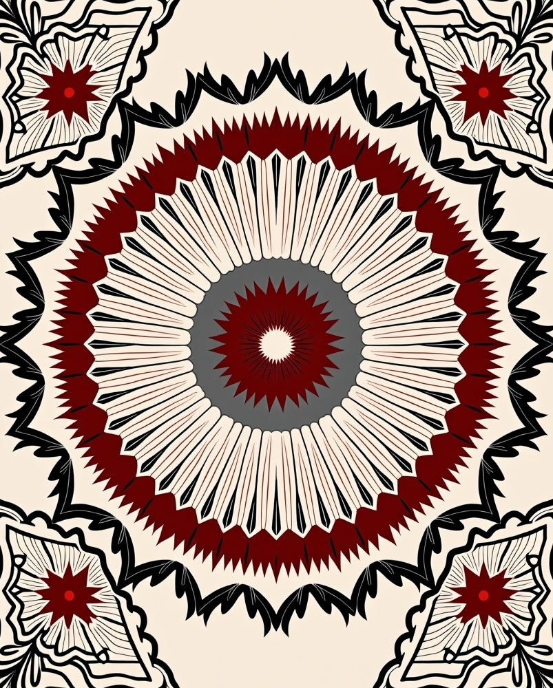 Radiant Radial Mandala Pattern Rug