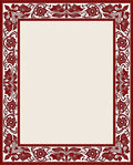 Damask Red Floral Border Rug