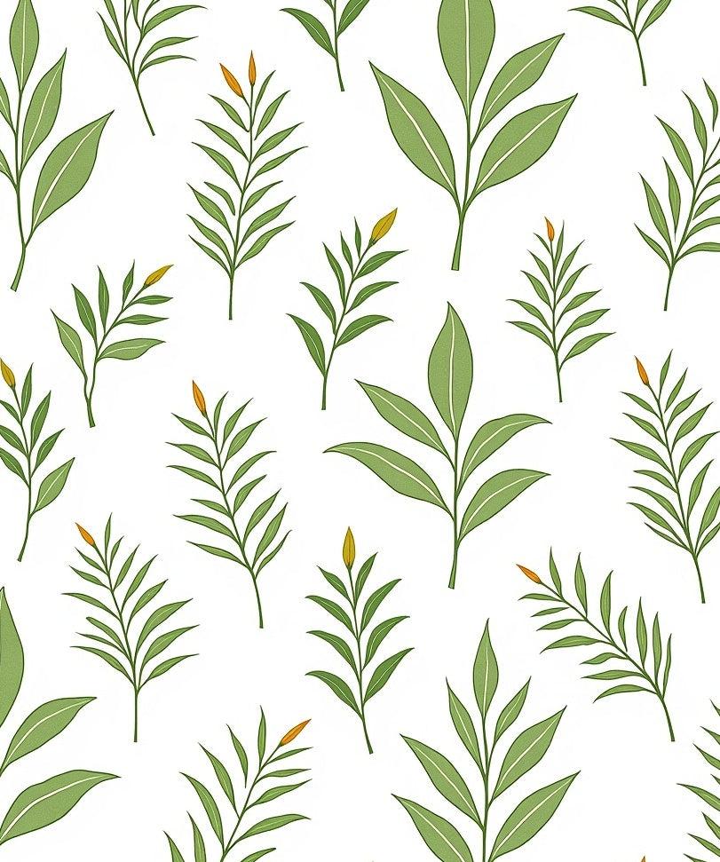 Green Leafy Botanical Pattern Rug