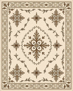 Ornate Floral Leaf Scrollwork Rug