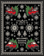 Red Truck Snowflake Christmas Greeting Rug