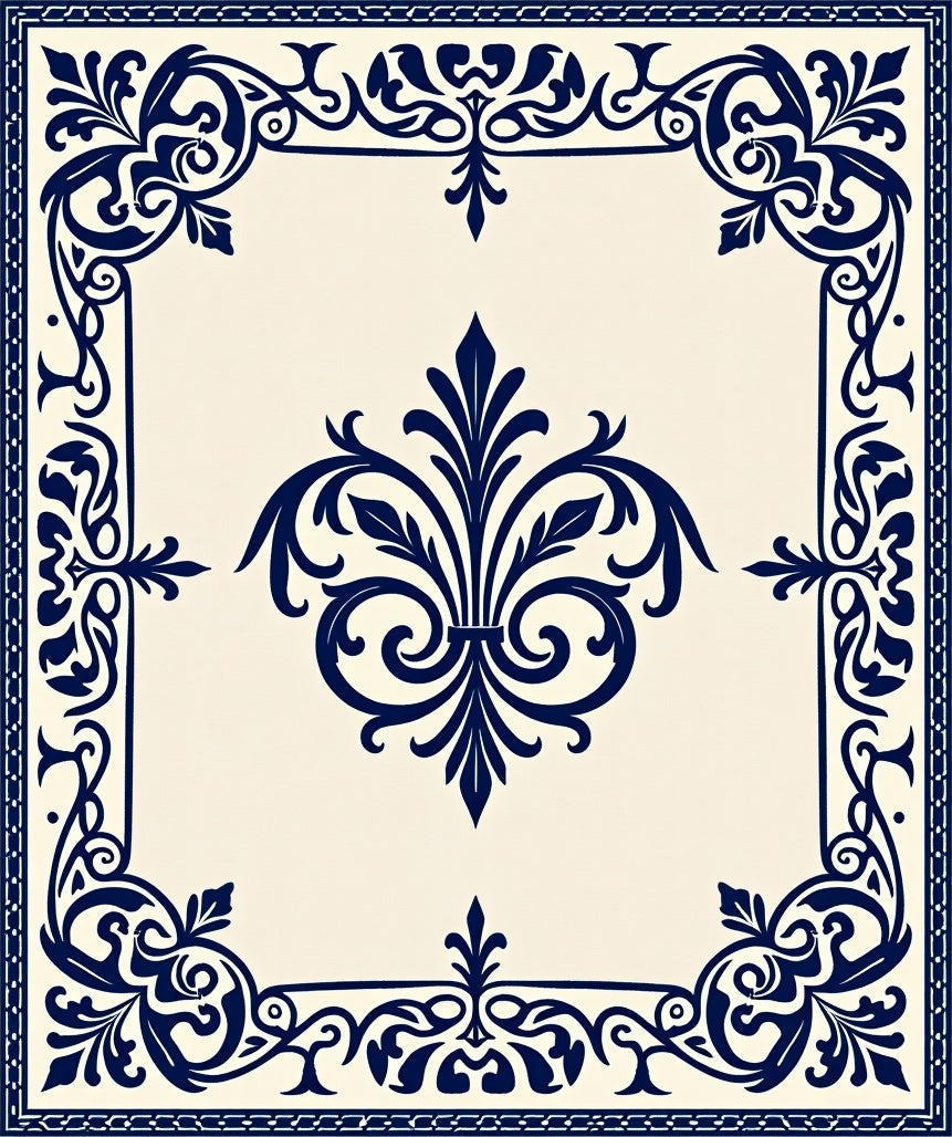 Classic Floral Swirls Dark Blue Rug