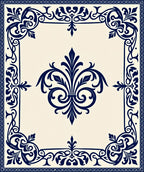Classic Floral Swirls Dark Blue Rug