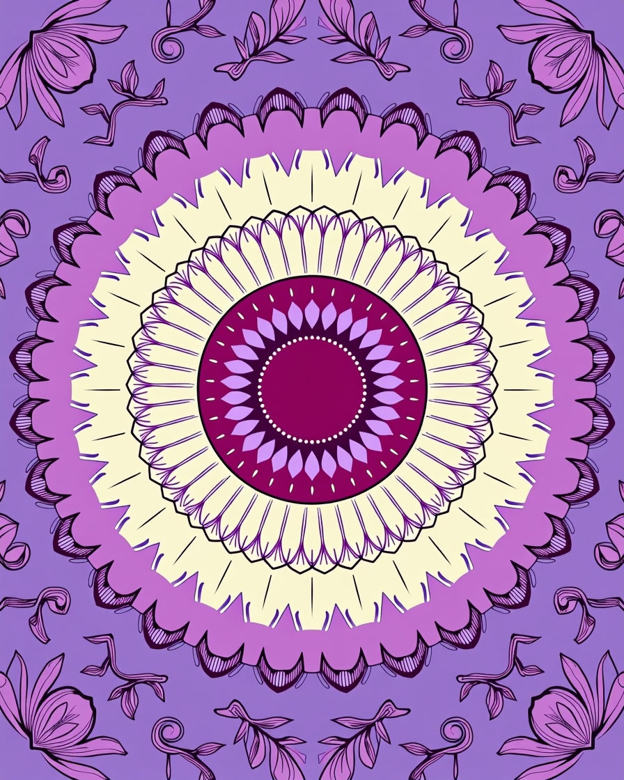 Radiant Mandala Floral Pattern Rug