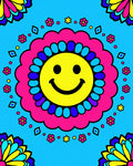 Groovy Smiley Flower Geometric Design Rug