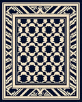 Dark Navy Cream Geometric Pattern Rug