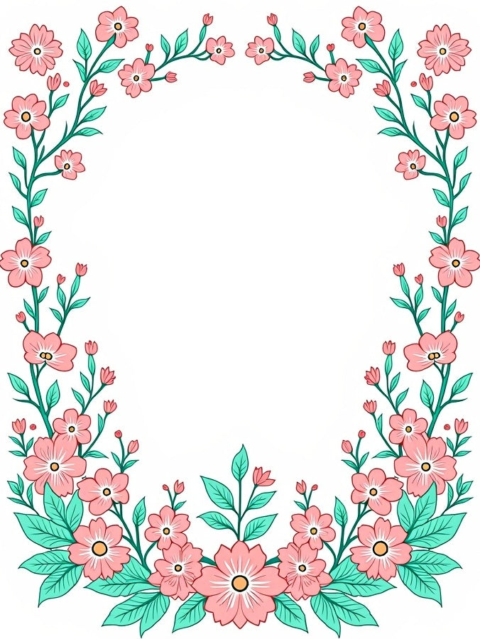 Whimsical Floral Branches Pink Teal Rug