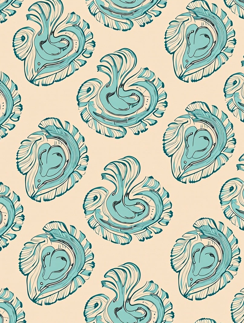 Abstract Swirl Crane Pattern Rug