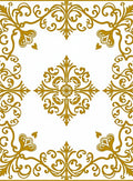 Ornate Golden Scrollwork Pattern Rug
