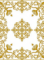 Ornate Golden Scrollwork Pattern Rug