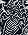 Abstract Black White Wave Pattern Rug