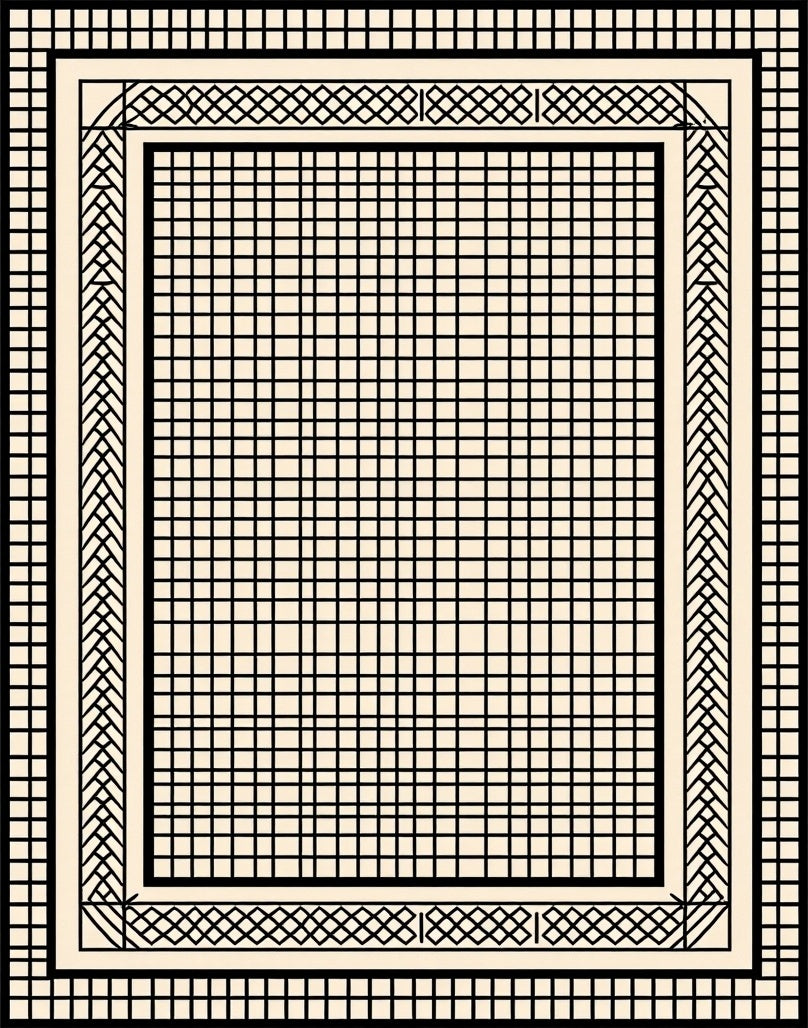 Geometric Grid Pattern Area Rug