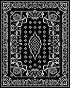 Black White Floral Scrollwork Pattern Rug
