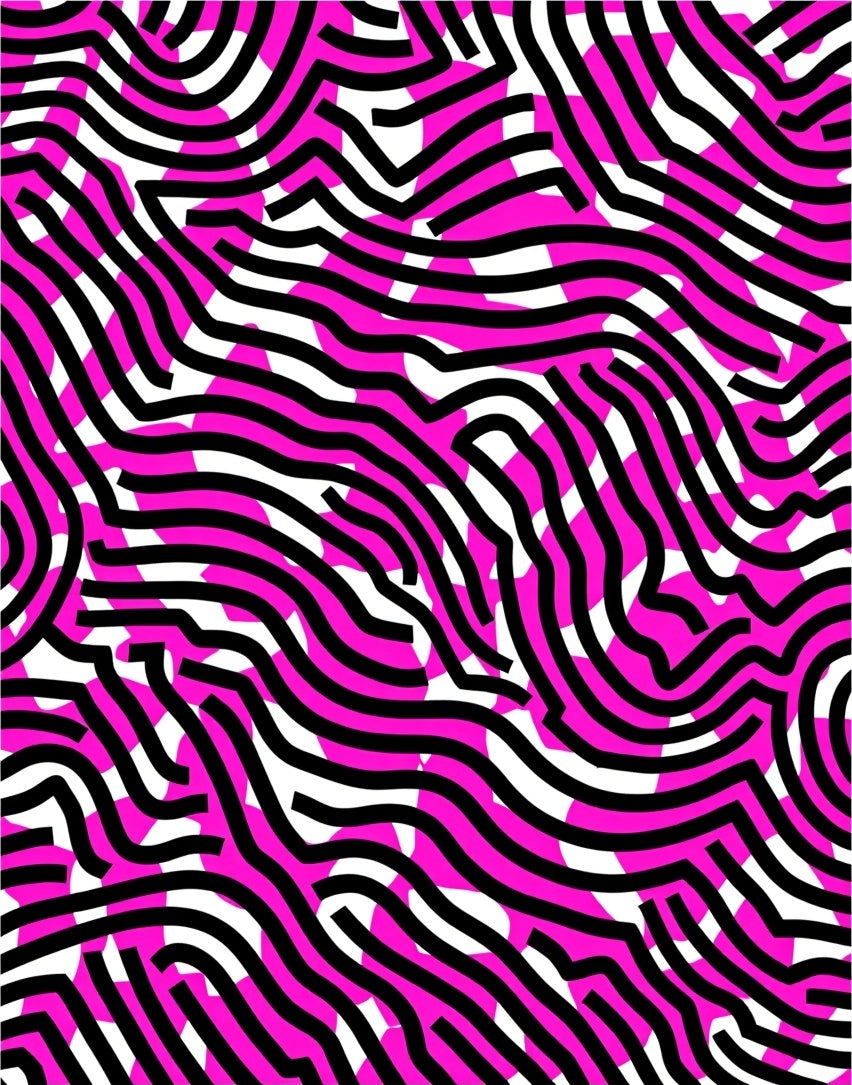Bold Pink Black Abstract Lines Rug