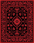 Bold Red Black Floral Tapestry Rug
