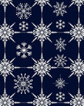 White Snowflake Lattice Navy Rug