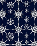 White Snowflake Lattice Navy Rug