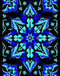 Bold Blue Floral Mandala Pattern Rug