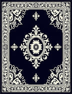 Classic Black Cream Floral Motif Rug